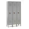 Global Industrial Single Tier Locker, 12x18x60, 3 Door Ready To Assemble, Gray 254114GY